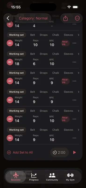Callus superset view grouping exercises into rounds